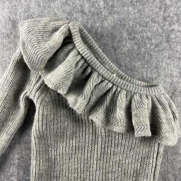 Rebecca Taylor One Shoulder Sweater Womens Gray XS Alpaca Wool Pullover Ruffle - Picture 3 of 12